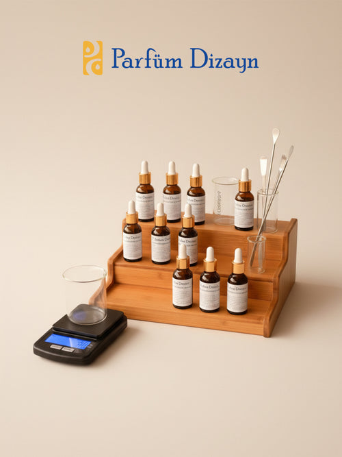 3 Basamaklı Bambu Parfüm Hammadde Organizer Rafı - Parfüm Dizayn